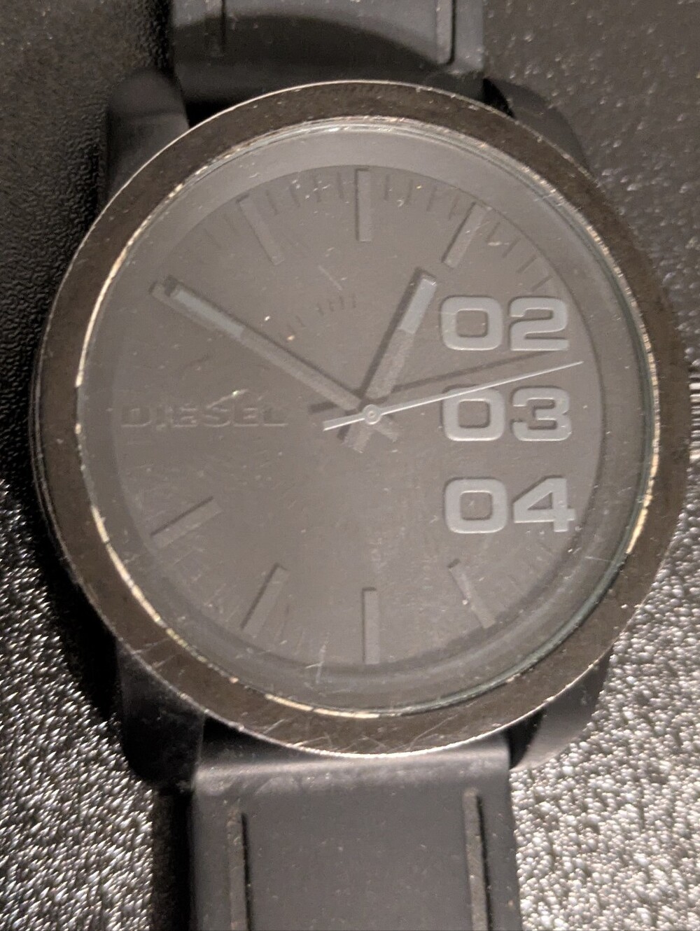 -Diesel "Only the Brave" Double Down 44 Black Silicone & Stainless Steel Watch